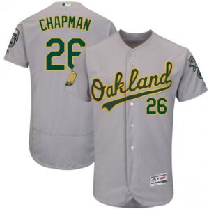 Men's Oakland Athletics #26 Matt Chapman Official Gray Majestic Flex Base Road Collection Player Jersey