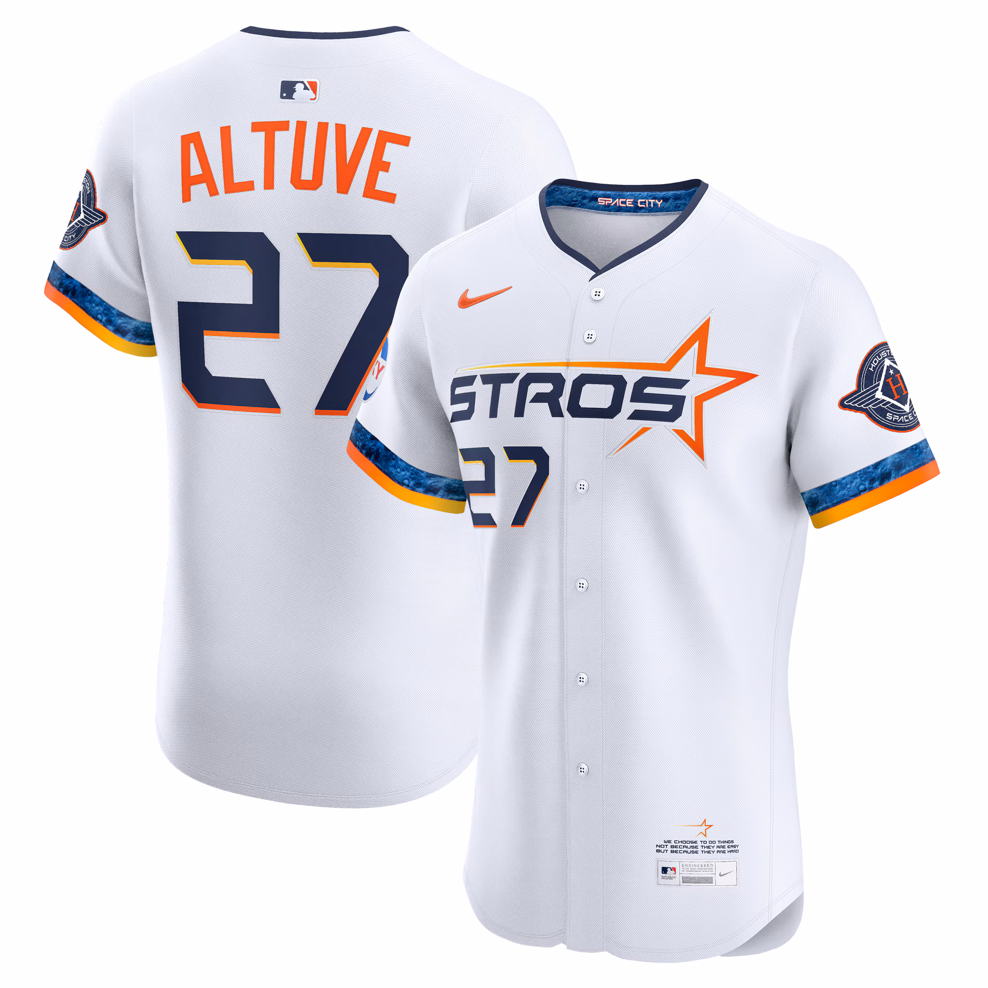 Houston Astros Jose Altuve #27 White 2025 City Connect Elite Player Jersey