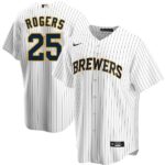 Men's Milwaukee Brewers #25 Taylor Rogers Cool Base Jersey - White