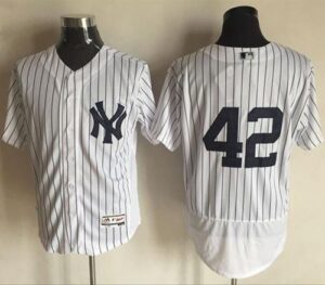 New York Yankees #42 Mariano Rivera White Strip Flexbase Collection Stitched Jersey