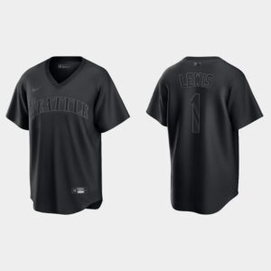 Men's Seattle Mariners #1 Kyle Lewis Pitch Black Fashion Cool Base Jersey - Black