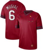 Men's  St. Louis Cardinals #6 Stan Musial Red Cooperstown Collection Stitched Jersey