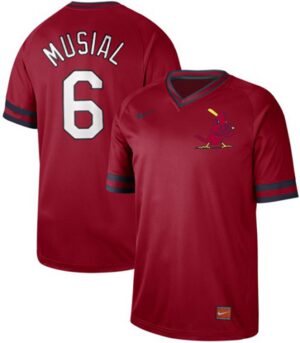 Men's  St. Louis Cardinals #6 Stan Musial Red Cooperstown Collection Stitched Jersey