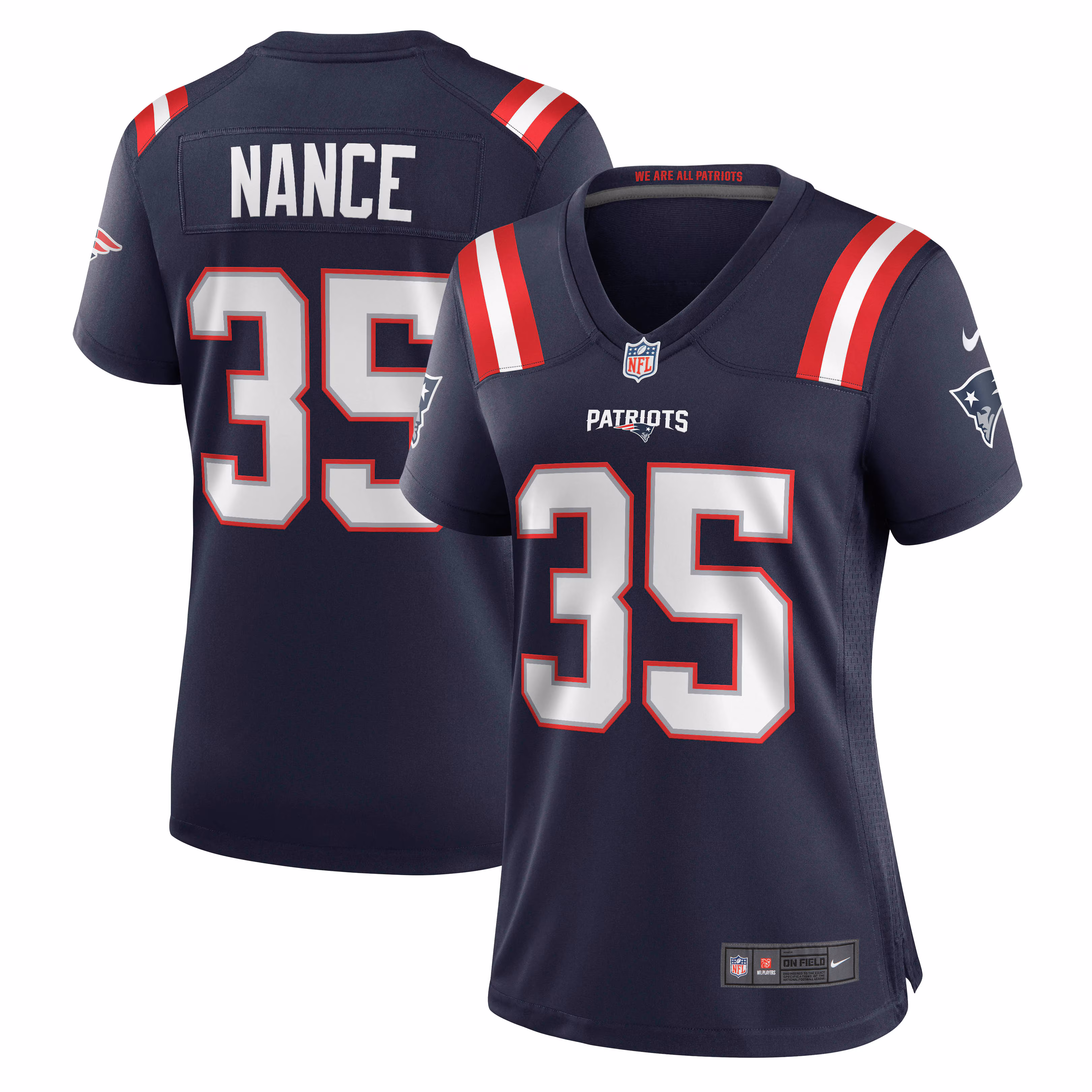 Jim Nance New England Patriots Women's Retired Player Jersey - Navy