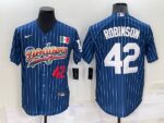Men's  Los Angeles Dodgers #42 Jackie Robinson Blue Rainbow Throwback Cool Base Jersey