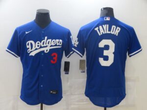 Men's Los Angeles Dodgers #3 Chris Taylor Blue Stitched Flex Base  Jersey