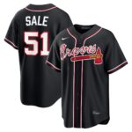 Chris Sale #51 Atlanta Braves Fashion Replica Black Out Jersey - Black