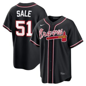 Chris Sale #51 Atlanta Braves Fashion Replica Black Out Jersey - Black