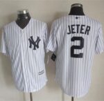 New York Yankees #2 Derek Jeter New White Strip Cool Base Stitched Jersey