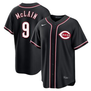 Matt McLain #9 Cincinnati Reds Fashion Replica Black Out Jersey - Black