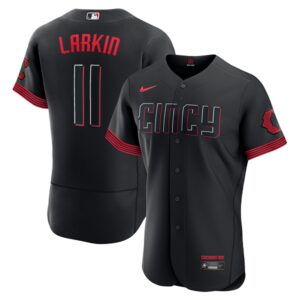 Men's Cincinnati Reds #11 Barry Larkin  Black 2023 City Connect Flex Base Player Jersey