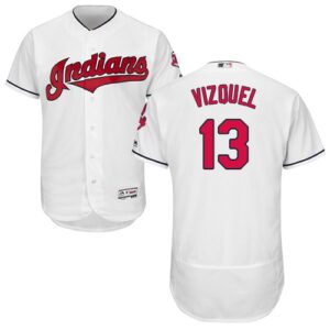 Indians #13 Omar Vizquel White Flexbase Collection Stitched Jersey
