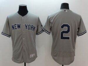 New York Yankees #2 Derek Jeter Grey Flexbase Collection Stitched Jersey