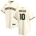 Men's Milwaukee Brewers #10 Sal Frelick  Cream Home Cool Base Jersey