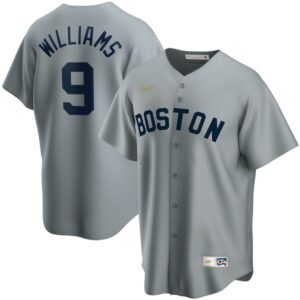 Men's  Boston Red Sox #9 Ted Williams Road Cooperstown Collection Player Gray Jersey