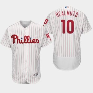 Men's Philadelphia Phillies #10 J.T. Realmuto White Collection Home Flex Base Jersey