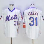 Mitchell And Ness New York Mets #31 Mike Piazza White(Blue Strip) Throwback Stitched Jersey