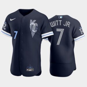 Men's #7 Bobby Witt Jr. Kansas City Royals Navy 2022 City Connect Jersey