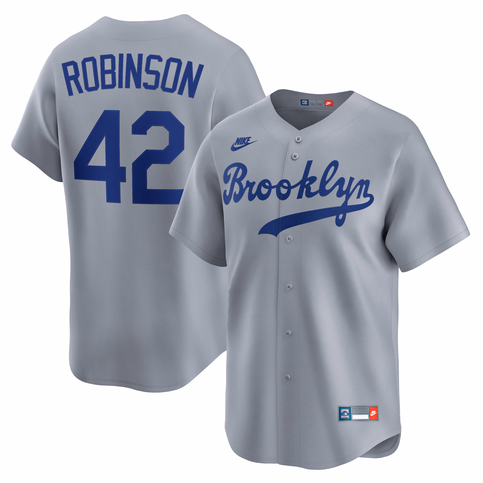 Men's Brooklyn Dodgers Jackie Robinson Gray Throwback Cooperstown Collection Limited Jersey
