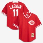 Youth Cincinnati Reds Barry Larkin #11 Mitchell & Ness Red Cooperstown Collection Mesh Batting Practice Jersey