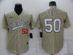 Men's  Los Angeles Dodgers #50 Mookie Betts Cream Cool Base Jersey