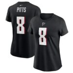 Women's Kyle Pitts Black Atlanta Falcons Player Name & Number T-Shirt