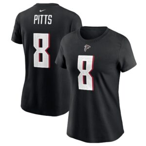 Women's Kyle Pitts Black Atlanta Falcons Player Name & Number T-Shirt