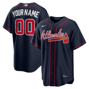 Atlanta Braves Navy Alternate Replica Custom Jersey