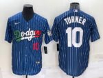 Men's  Los Angeles Dodgers #10 Justin Turner Blue Mexico World Series Throwback Stitched Cool Base Jersey