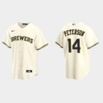Men's Milwaukee Brewers #14 Jace Peterson Cream Home Jersey