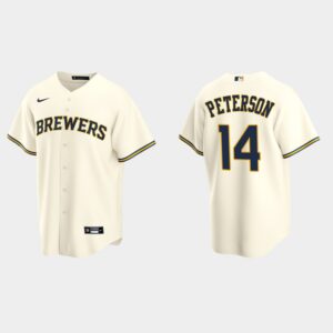 Men's Milwaukee Brewers #14 Jace Peterson Cream Home Jersey