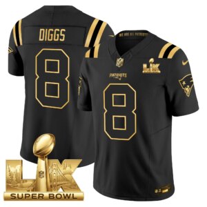 Stefon Diggs #8 New England Patriots Super Bowl LX Gold Patch Vapor Limited Game Jersey - All Stitched