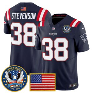 Rhamondre Stevenson #38 New England Patriots United States 250th Anniversary Patch Vapor Limited Jersey - All Stitched