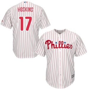 Phillies #17 Rhys Hoskins White(Red Strip) New Cool Base Stitched Jersey
