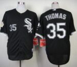 Chicago White Sox #35 Frank Thomas Black w75th Anniversary Commemorative Patch Stitched Jersey
