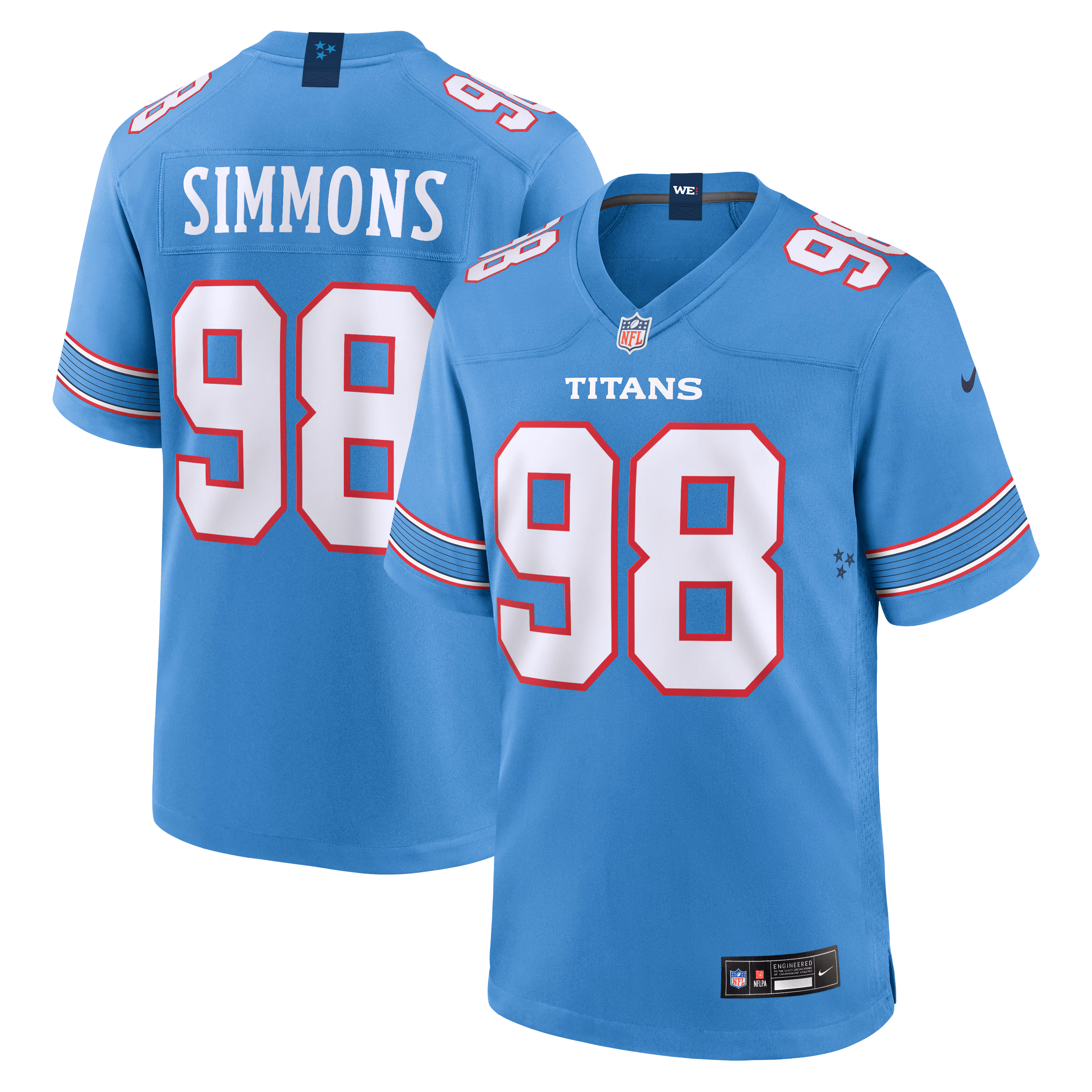 Jeffery Simmons #98 Tennessee Titans Light Blue Game Jersey