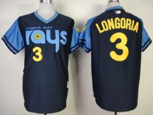 Tampa Bay Rays #3 Evan Longoria Dark Blue 1970's Turn Back The Clock Stitched Jersey