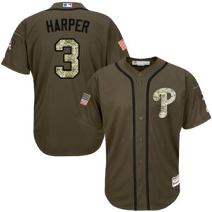 Philadelphia Phillies #3 Bryce Harper Green Salute to Service Stitched Jersey