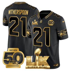 Devon Witherspoon #21 Seattle Seahawks Super Bowl LX Gold Patch Game Jersey - All Stitched