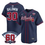 Drake Baldwin #30 Atlanta Braves 60th Patch Alternate Limited Player Jersey - Navy