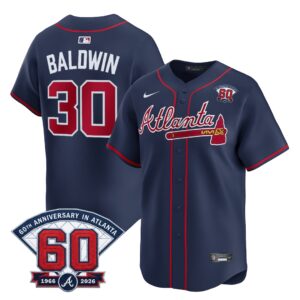 Drake Baldwin #30 Atlanta Braves 60th Patch Alternate Limited Player Jersey - Navy