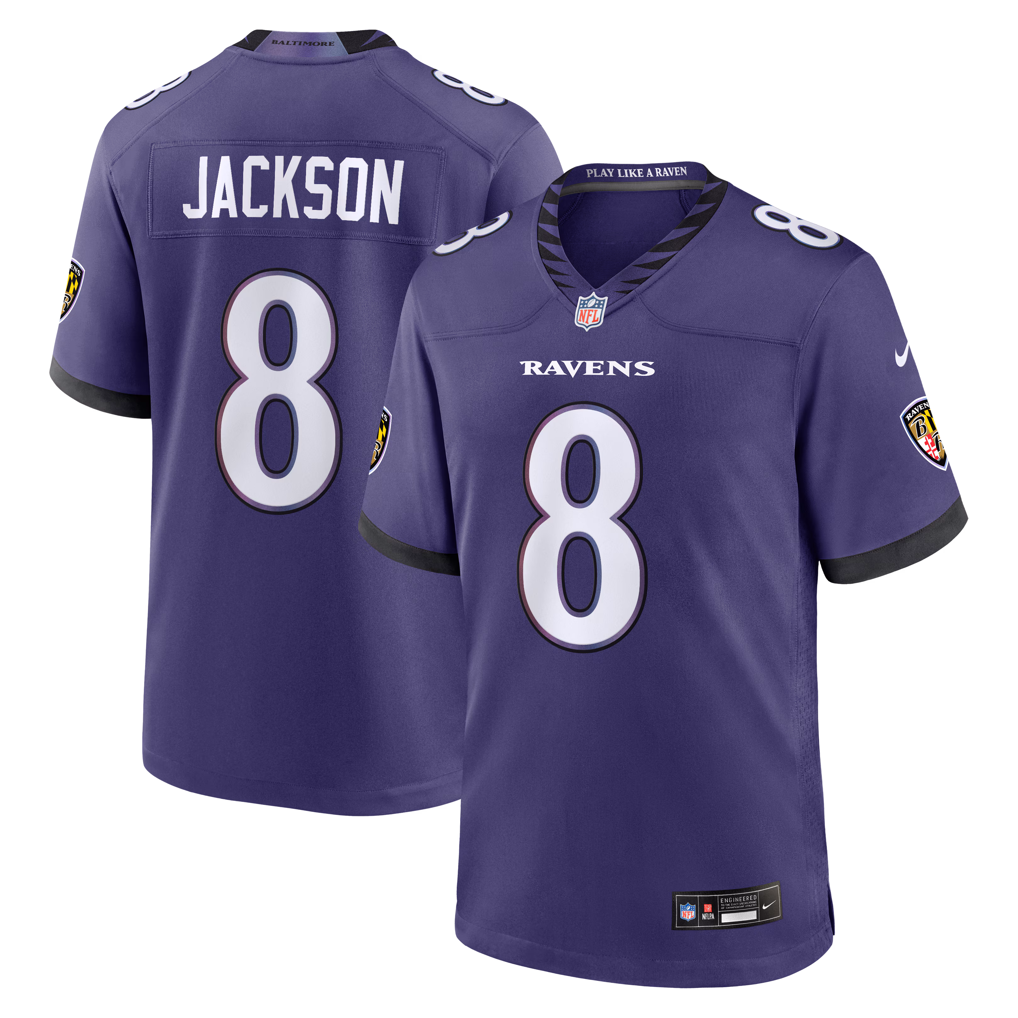 Men's Baltimore Ravens Lamar Jackson #8 Purple Team Game Jersey