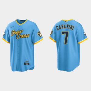 Men's Milwaukee Brewers #7 Powder Blue Victor Caratini 2022 City Connect Jersey