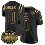Christian Gonzalez #0 New England Patriots 2026 AFC East Champions Gold Vapor Limited Jersey - All Stitched