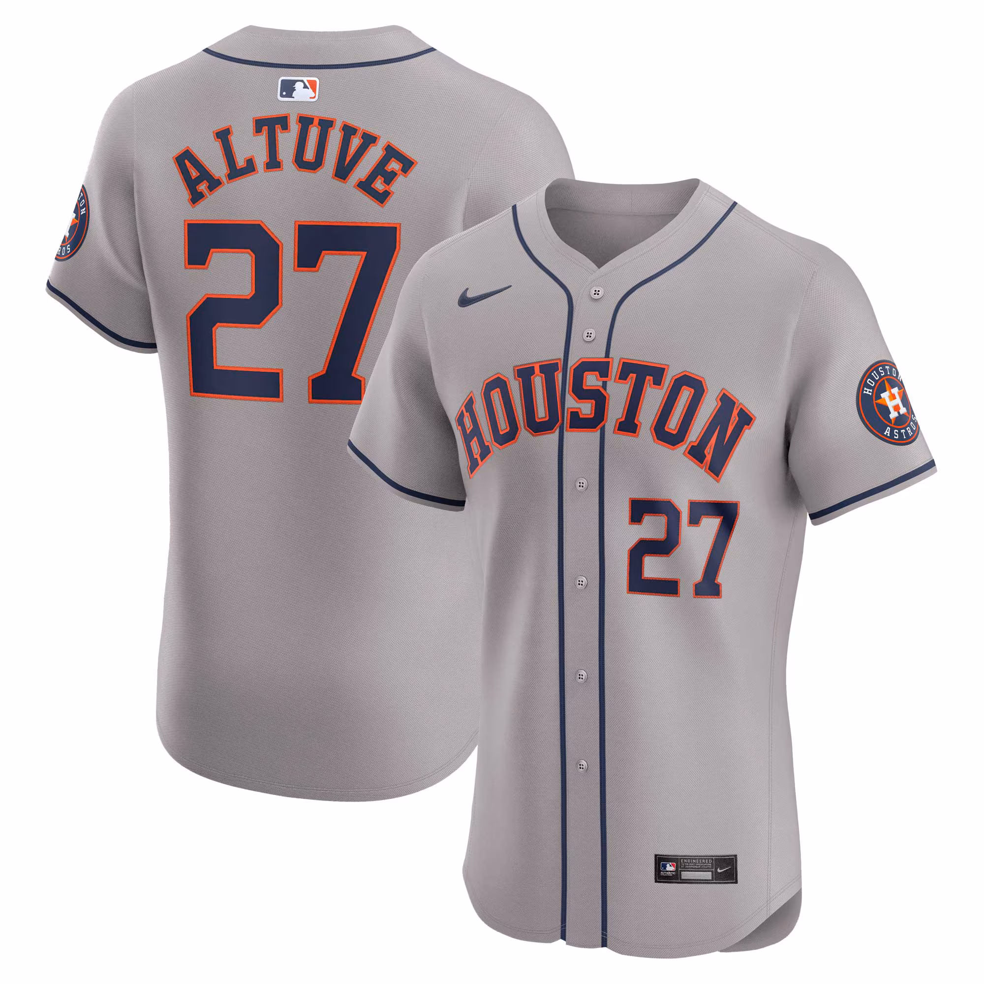 Houston Astros Jose Altuve #27 Gray Road Elite Player Jersey