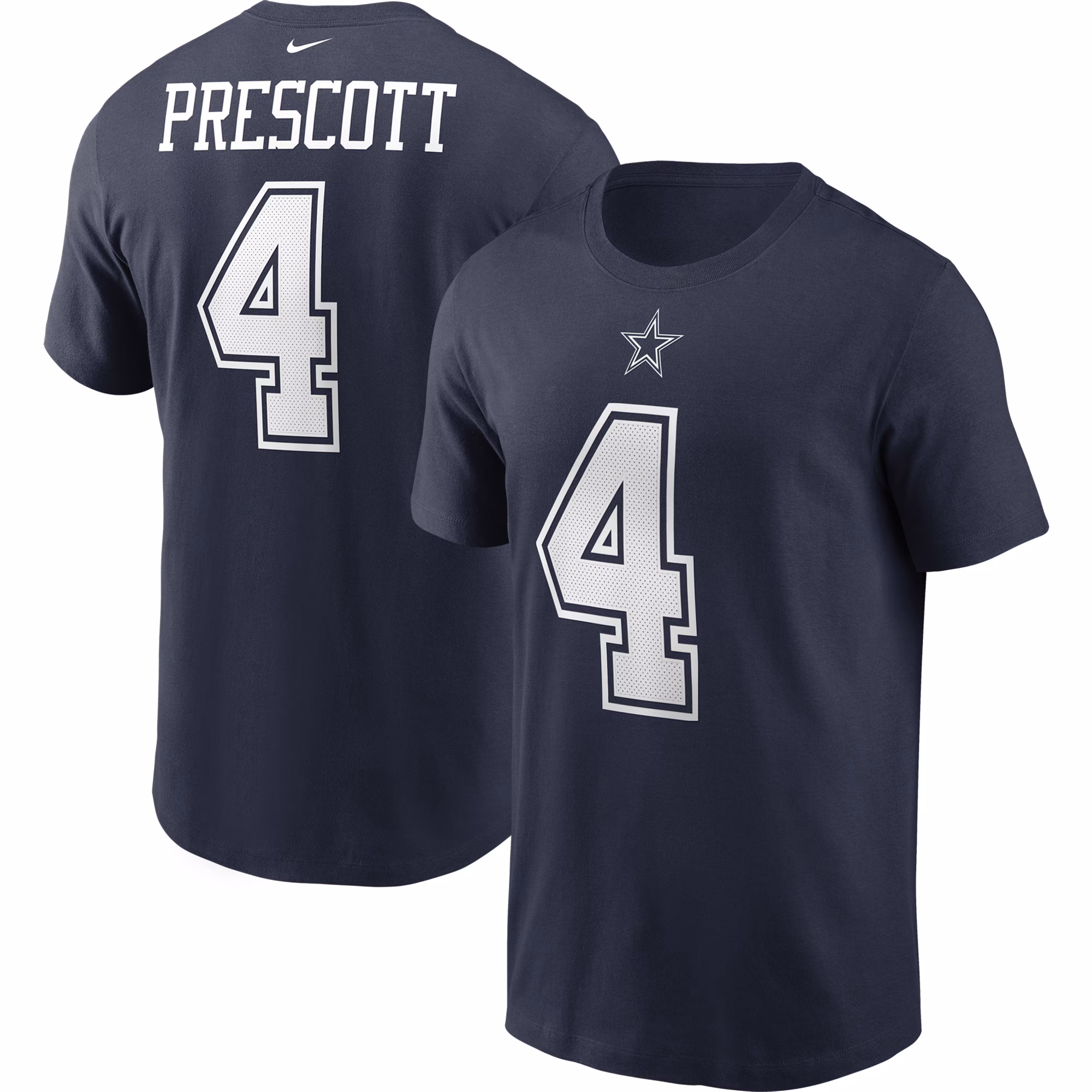 Men's Dak Prescott Navy Dallas Cowboys Name & Number T-Shirt