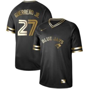 Toronto Blue Jays #27 Vladimir Guerrero Jr. Black Gold Stitched Jersey