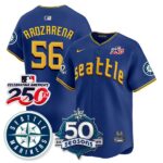 Randy Arozarena #56 Seattle Mariners 250th Anniversary & AL West Vapor Premier Limited Jersey - Connect
