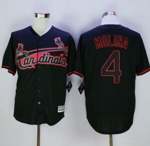 St. Louis Cardinals #4 Yadier Molina Black New Cool Base Fashion Stitched Jersey