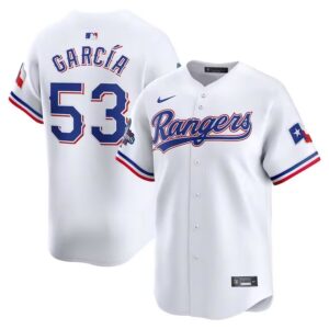 Men's #53 Adolis Garcia Texas Rangers  Home 2023 World Series Champions Limited White Jersey